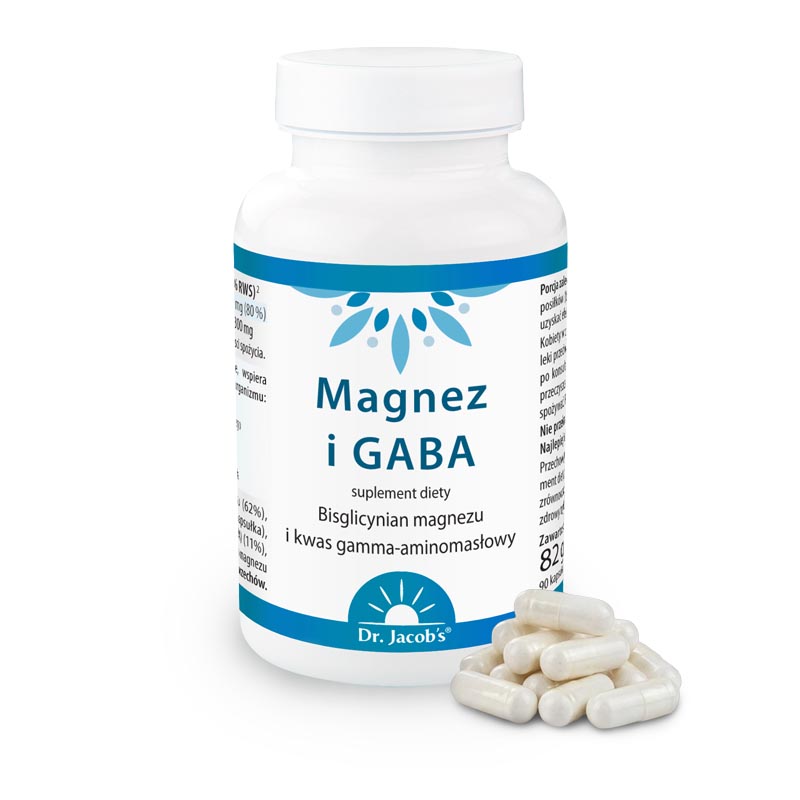 Magnez i GABA suplementy diety kwas gamma-aminomasłowy, bisglicynian magnezu Dr Jacobs
